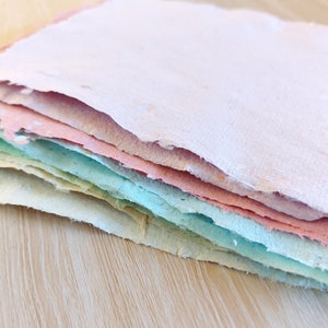 Rainbow colours handmade paper bundle, Recycled paper for crafts and stationery, Textured deckle edge paper, Assorted colored sheets image 5