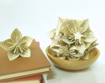 Origami paper flower ball DIY kit, kusudama paper flowers made from book pages, origami flowers home party decor, adults children papercraft