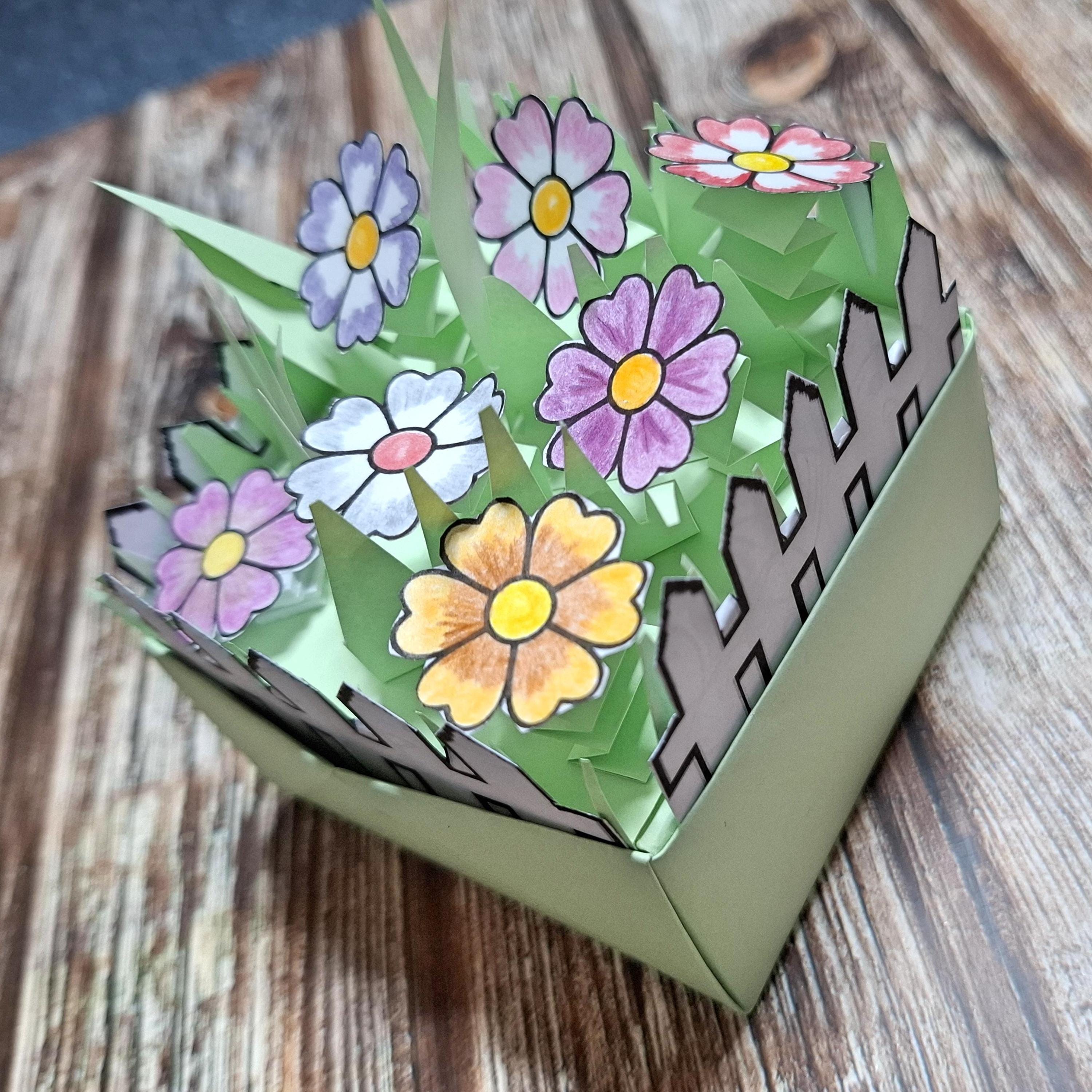 Flower Garden Mini Diorama Papercraft Kit, Digital Download DIY