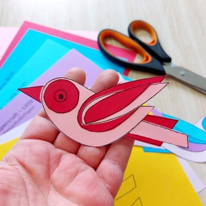 Little Birds Papercraft Instant Download, Printable Craft for adults and children, Home School Art, Paper embellishments PDF