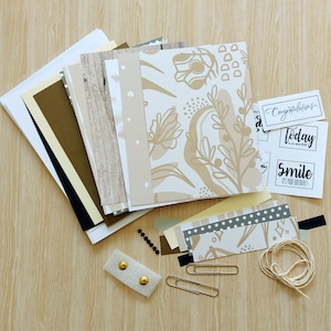 DIY card making kit with neutral minimalist abstract designs (6), Folded greetings papercraft pack, Group craft activity, his and hers