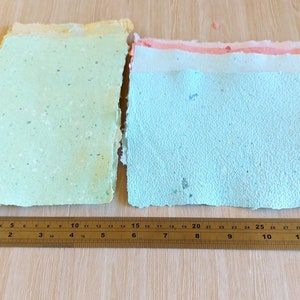 Rainbow colours handmade paper bundle, Recycled paper for crafts and stationery, Textured deckle edge paper, Assorted colored sheets image 6