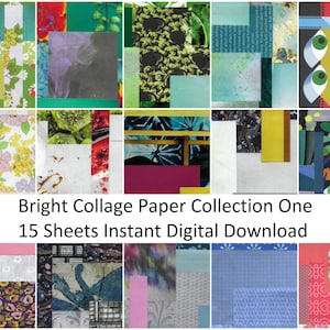 Bright Colours Digital collage paper for scrapbooking papercraft, Printable patterned paper, Instant download paper, 15 sheets Letter A4 PDF