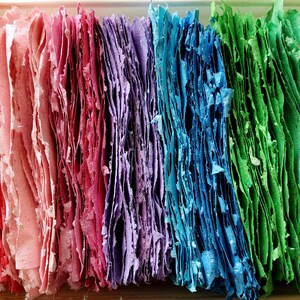 Rainbow colours handmade paper bundle, Recycled paper for crafts and stationery, Textured deckle edge paper, Assorted colored sheets image 8