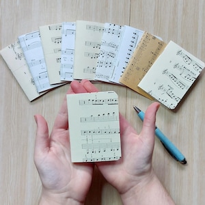 Musical themed mini notebook (10), Sheet music stationery, Purse or pocket tiny pad for note taking, Musician teacher thank you gifts