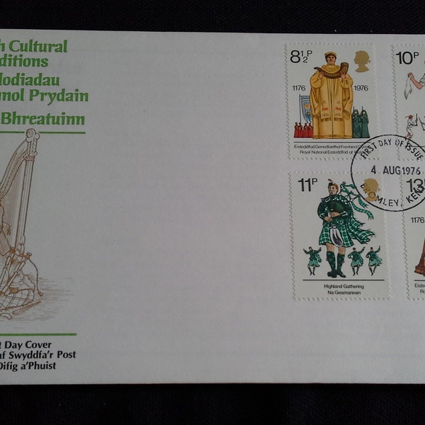 Royal mail stamps First day of issue stamp cover British Cultural Traditions Postmarked 4 Aug 1976 Bromley Kent