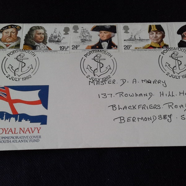 Royal mail British Postzegels Herdenkingshoes Ten behoeve van het Zuid-Atlantisch Fonds 1982 Maritieme Erfgoedzegels Gepoststempeld 2 juli 1982
