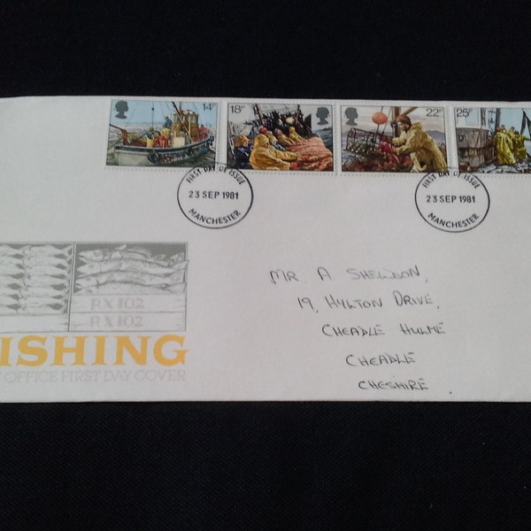 Royal mail stamps First day of issue Fishing Industry Postmarked Manchester 23 Sep 1981