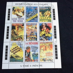 Carteles de películas conmemorativos del centenario del cine. Minisellos de Santo Tomé y Príncipe