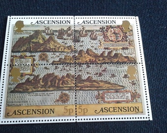 4er Block Ascension Island Briefmarken 1981 Frühe Karten von Ascension Island