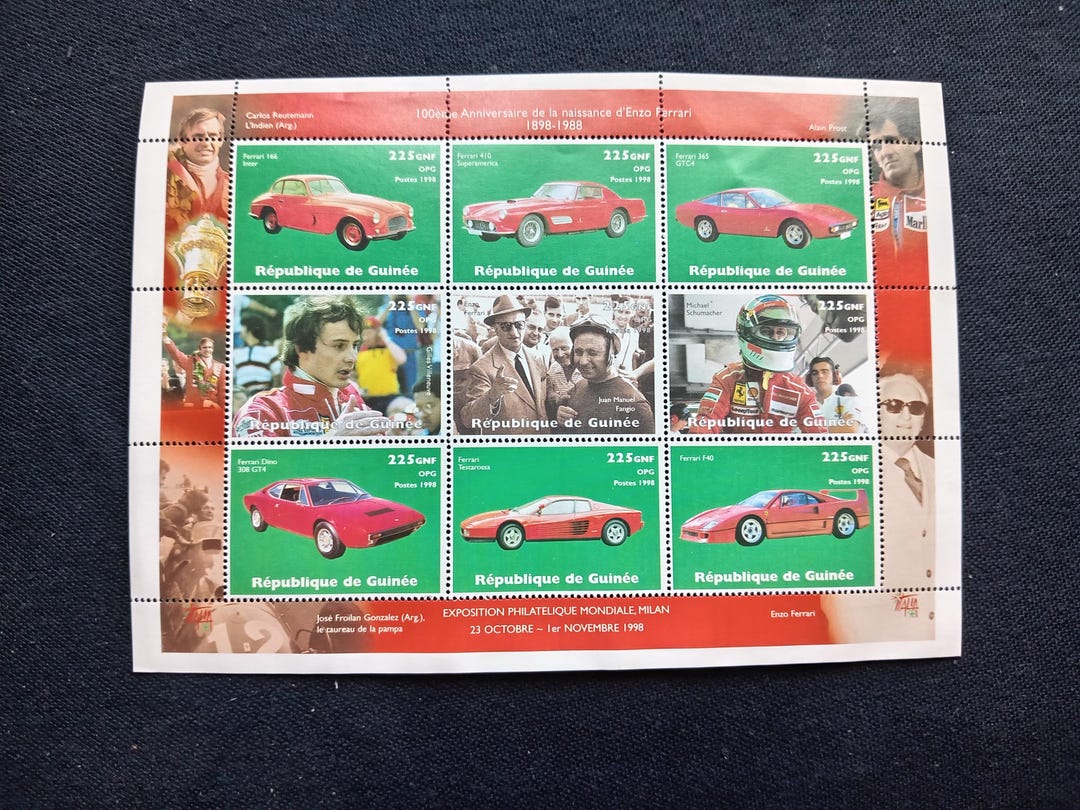 Guinea Postage Stamps 1998 Enzo Ferrari Cars Mini Sheet - Etsy