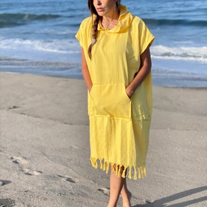 Yellow Handmade Turkish Towel /Surfer Changing Ponchos