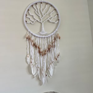 Handcrafted Tree of Life Dream Catcher White image 1