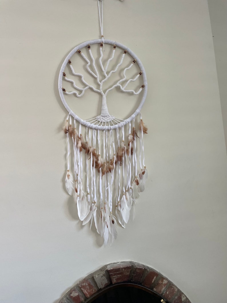 Handcrafted Tree of Life Dream Catcher White image 1