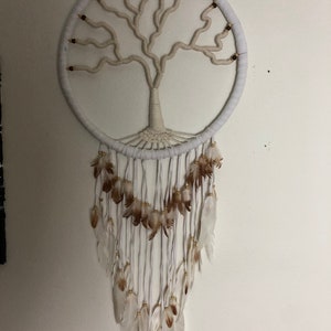 Handcrafted Tree of Life Dream Catcher White image 4