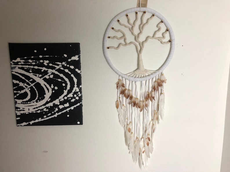 Handcrafted Tree of Life Dream Catcher White image 7