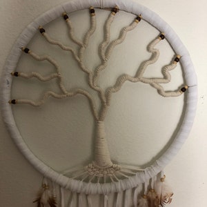 Handcrafted Tree of Life Dream Catcher White image 9