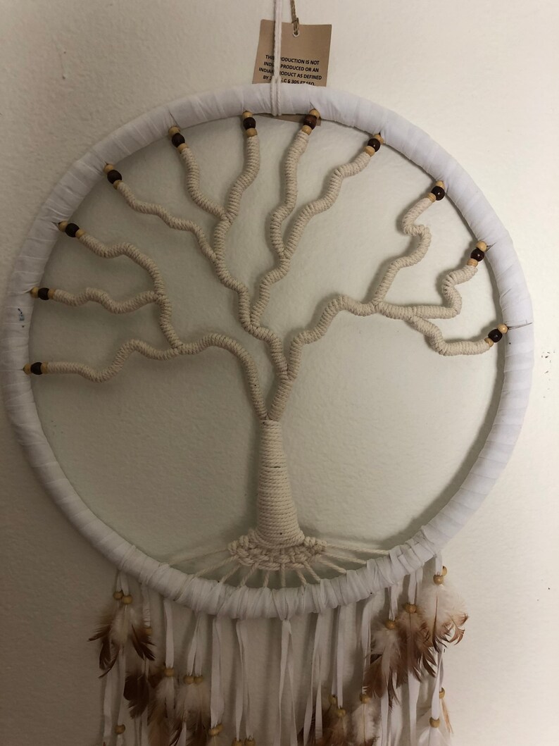 Handcrafted Tree of Life Dream Catcher White image 9