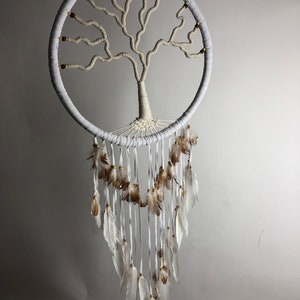 Handcrafted Tree of Life Dream Catcher White image 3