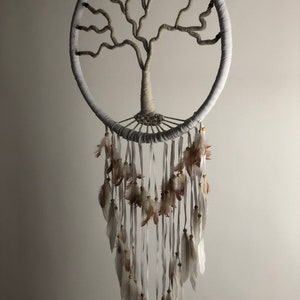 Handcrafted Tree of Life Dream Catcher White image 2