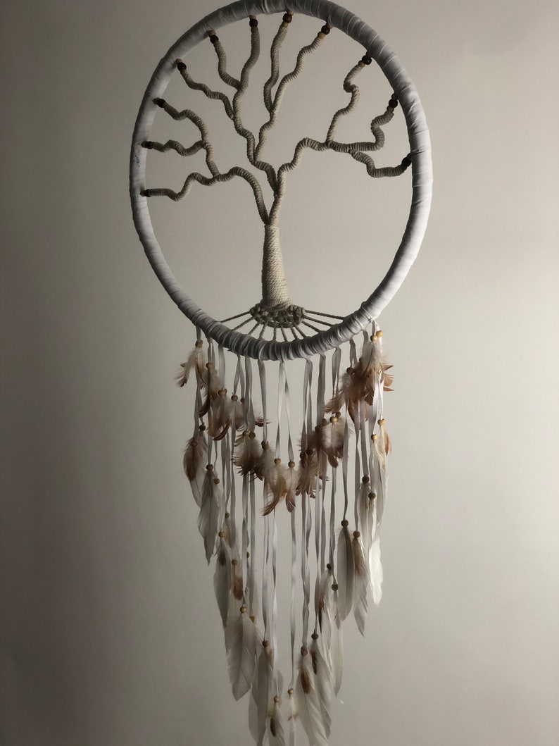 Handcrafted Tree of Life Dream Catcher White image 2