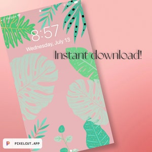 Apple iPhone Wallpaper, Tropical Greenery, Tropical Boho Apple iPhone Background, Banana Leaf Background, Lock Screen, Digital Download