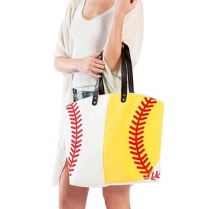 Softball & Softball Canvas Tasche | Haus Geteilt Tasche | Spiel Tag Tote | Schirmmütze | Softball | Fußball | Fußball | Basketball | 8 Sporttaschen