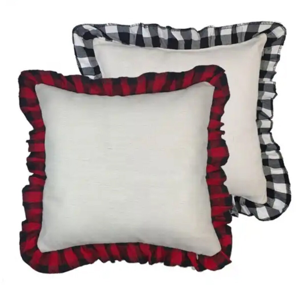 Buffalo Plaid Ruffle Pillow Covers for Sublimation Plaid Ruffle Dye Sub
