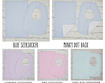 Seersucker Bib & Burp Cloth Sets | Monogram Blanks | Boutique Baby Gift | Baby Shower Gift | Baby Gift | Baby Girl | Baby Boy