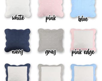 Capas de Almofadas Acolchoadas Heirloom | 9 Cores | Frete Rápido e Grátis | Presente de Chá de Bebê | Presente para Menino | Presente para Menina | Bordados em Branco