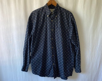 Camisa con estampado azul marino de la década de 1990 de BANANA REPUBLIC, talla M