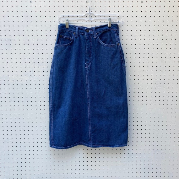 Mid length denim skirts popular 80's outlet