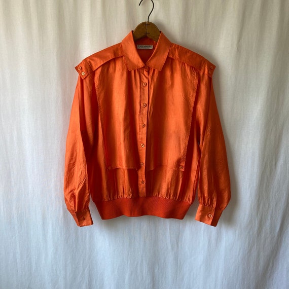1980s orange military inspired blouse by NEIL MART
