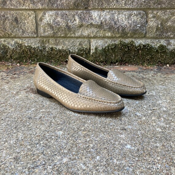 size 7.5 M - 1980s reptile skin print flats by 9 … - image 3