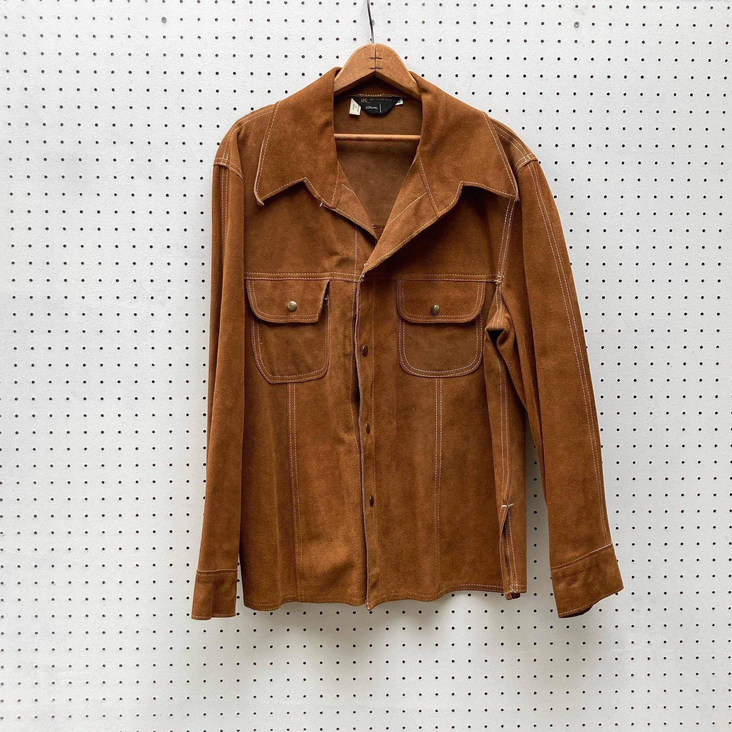 Size 46 1970s Suede Shirt Jac by JCPENNEY