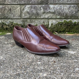 size 8 M - 1990s slip on cuban heel shoes by KF LTD - made in BRAZIL
