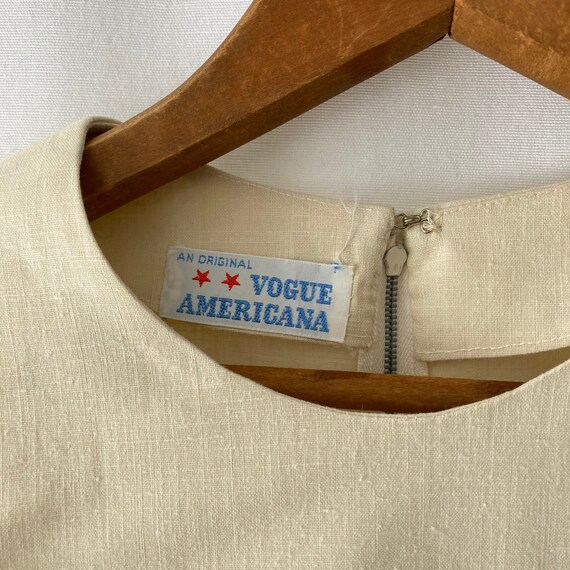 60s/70s cream linen shift dress by VOGUE AMERICANA View 4