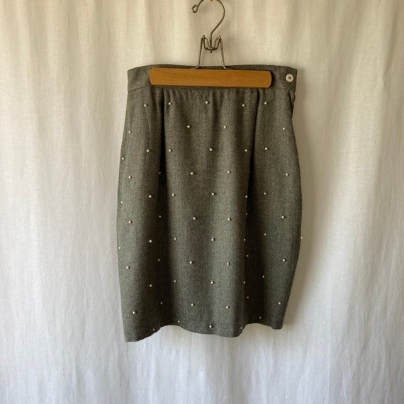 1980s grey skirt with pearls by TINA HAGEN size S | Etsy