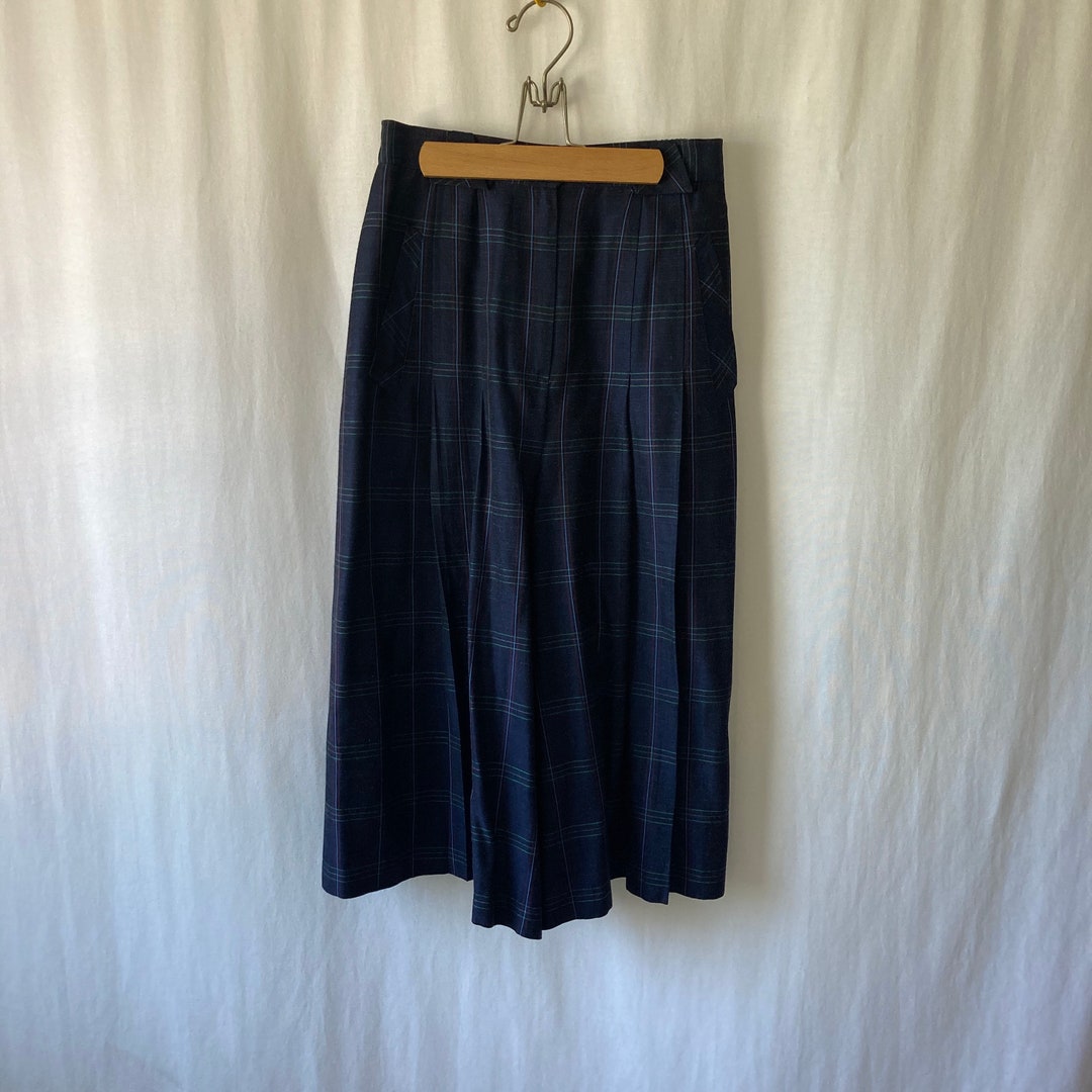 1990s Blue Plaid Culottes by YOUR SHOW Size 11 - Etsy