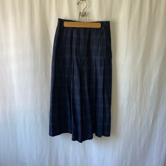 1990s blue plaid culottes by YOUR SHOW size 11 | Etsy