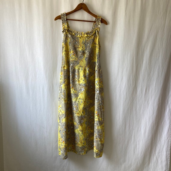 1970s yellow/tan abstract print maxi dress | Etsy