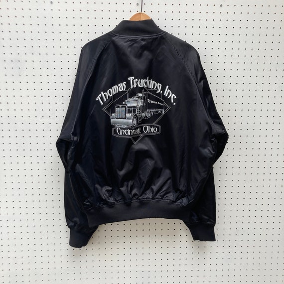 Size L - 80s/90s Black Satin Trucker Jacket by WEST ARK - Etsy Size L - 80s/90s Black Satin Trucker Jacket by WEST ARK - Etsy
