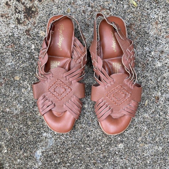 size 7 W - 70s/80s woven sandals by ANGEL STEPS - image 1