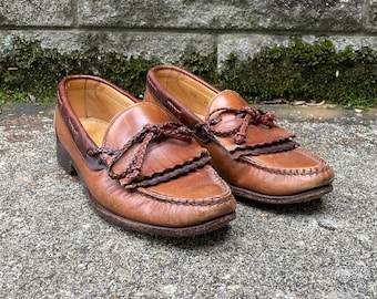 Vintage Allen Edmonds Woodstock Tan Kiltie Tassel Loafers 11B - Etsy