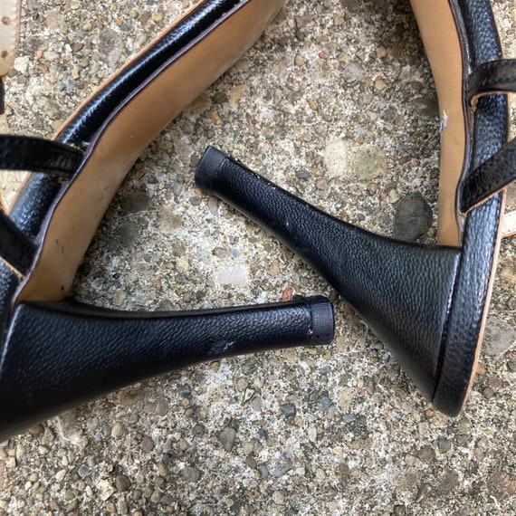 size 6.5 AA - 70s/80s black strappy pumps - made … - image 9