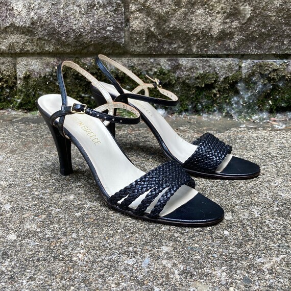 size 6.5 AA - 70s/80s black strappy pumps - made … - image 2
