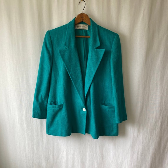 1980s green peaked lapel blazer by EVAN PICONE sz 8 made in | Etsy
