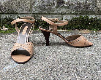 size 10 M - 70s/80s strappy heels by DANIELLE - made in BRAZIL