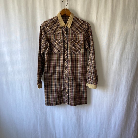 1980s Plaid Western Shirt Dress by SASSON Sz 10/11 | Etsy