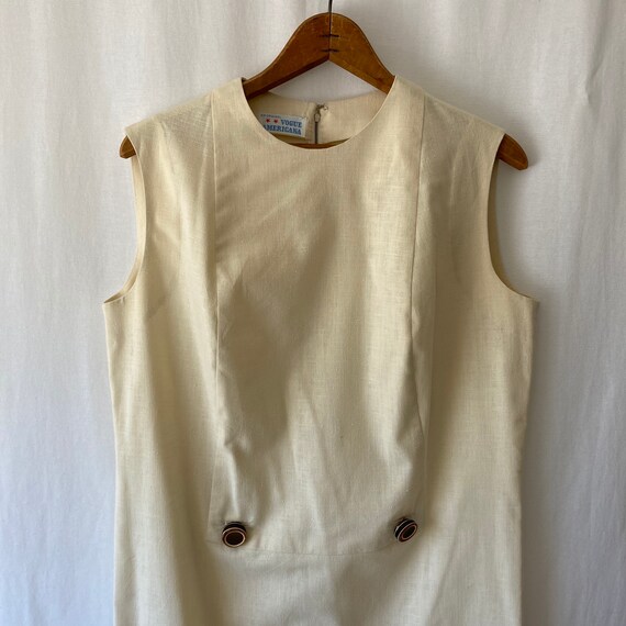60s/70s cream linen shift dress by VOGUE AMERICANA View 2
